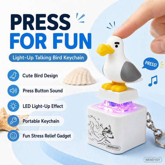 Seagull MINE! Button Keychain-Real Sound & LED Light, Funny Interactive Gift for Friends & Family summerwins