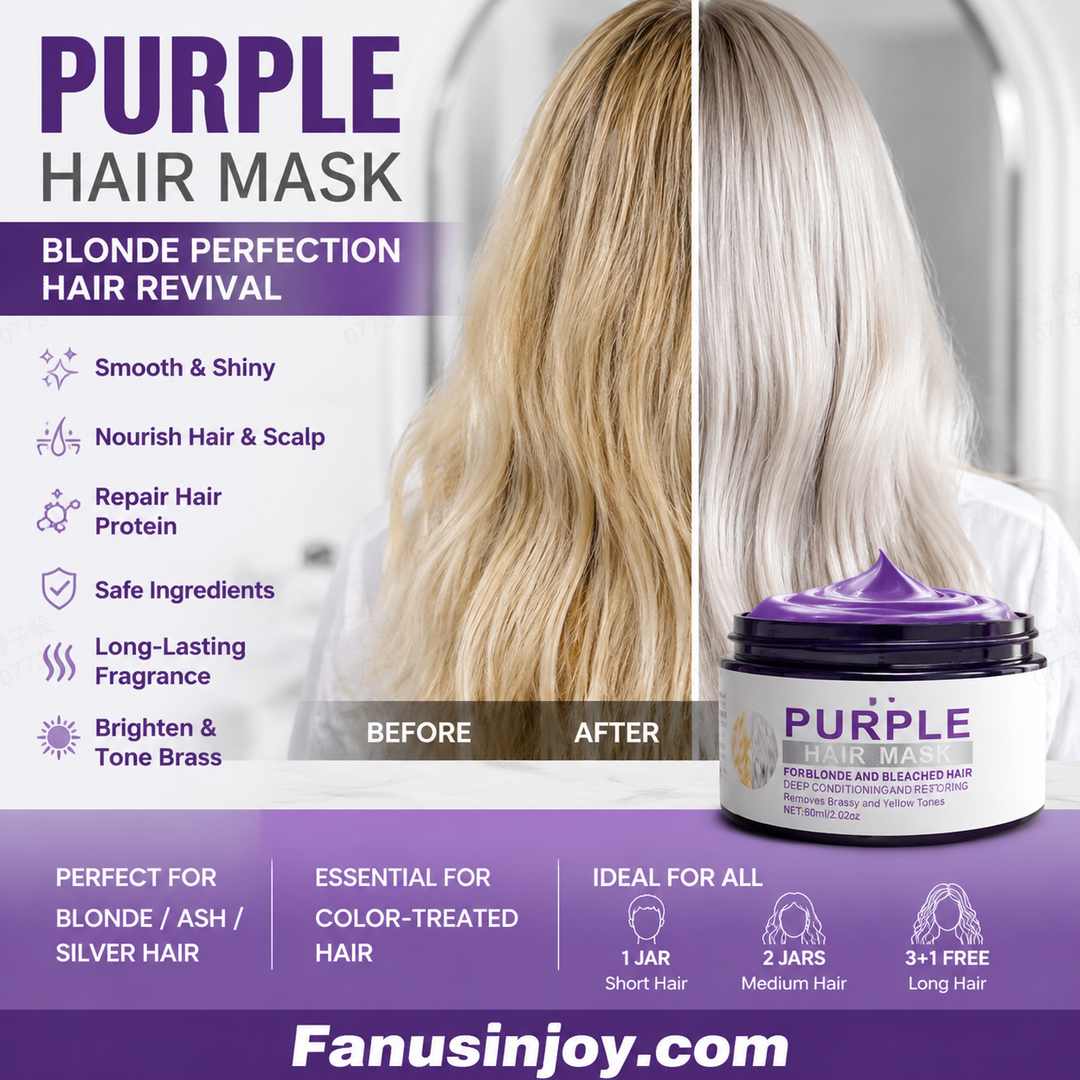 💜Moisturizing Purple Hair Mask with Long-Lasting Scent, Anti-Brass Deep Conditioning Mask for Blonde Bleached Hair