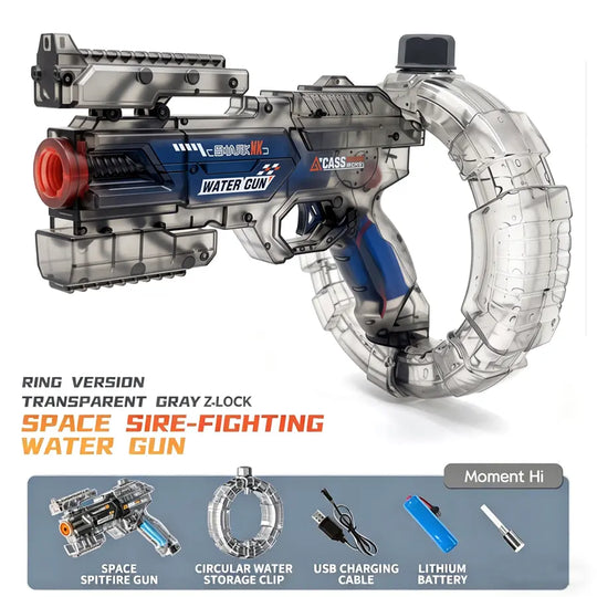 🔫Electric Automatic Water Blaster with Lights & Sound Effects, 26oz for circle, 12oz standard, up to 19 ft range