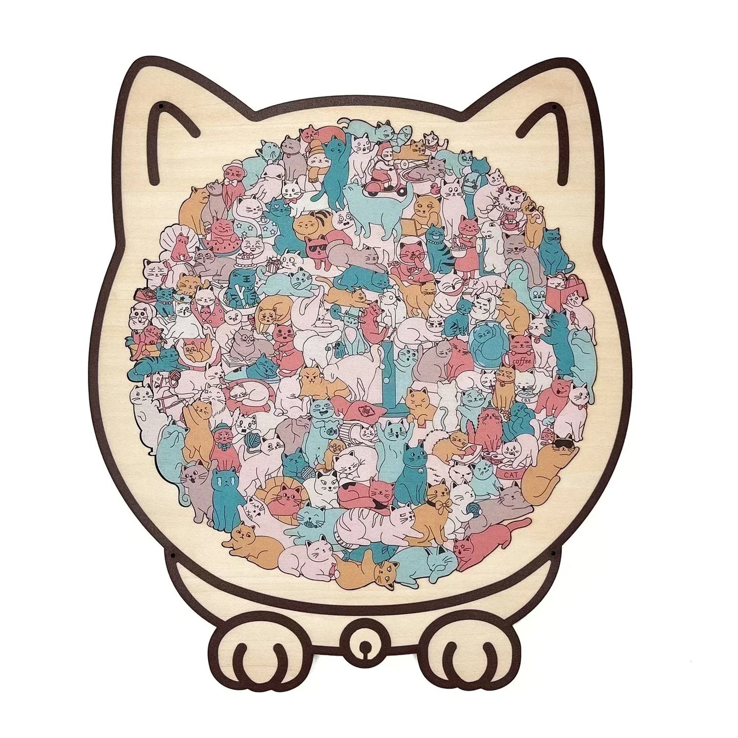 🎁Christmas Sale 50% OFF🎅135-Piece Morandi-Colored Cat Shaped Wooden Jigsaw Puzzle