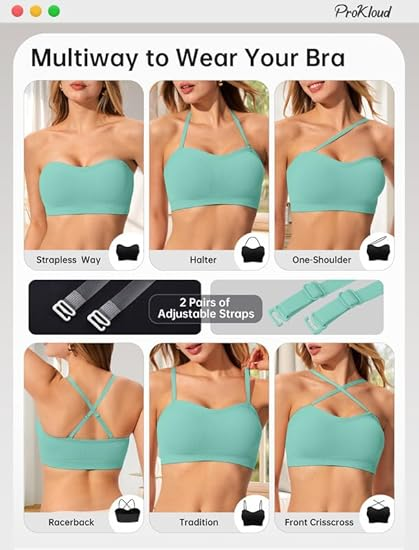 ProKloud Strapless Push Up Bras for Women Wireless Bandeau Bra Non-Slip Silicone Tube Top Padded Convertible Bralette
