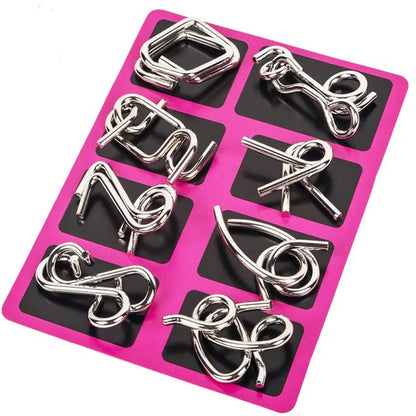 🔥Last day 50% Off 🔥Metal Puzzle Ring Eight-Piece Blue Version Brain Teasers，Developing the human brain