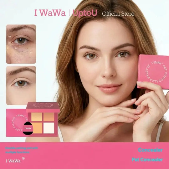【I WaWa】 A Color Correcting Concealer Palette, 4 Shades, for Brightening and Defining, Hides Dark Circles and Dark Spots