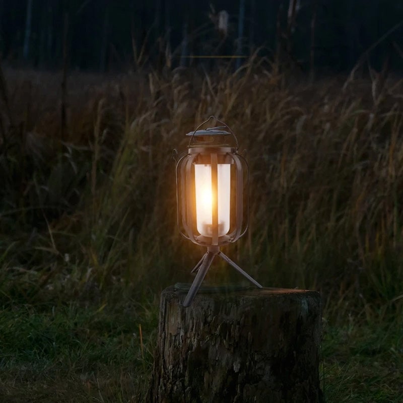 BougeRV 9 inch Solar lantern outdoor light with base, solar lantern outdoor waterproof light