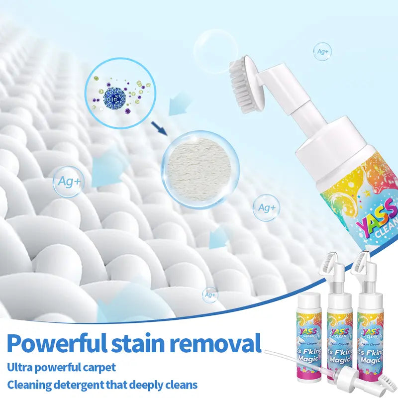 F'king Magic Fabric and Upholstery Foam Cleaner 3PACK 200ML Removes Stains With Carpet Cleaner Brush，Effectively Removes Stains And Odours Caused By Pets From Carpets And Upholstery