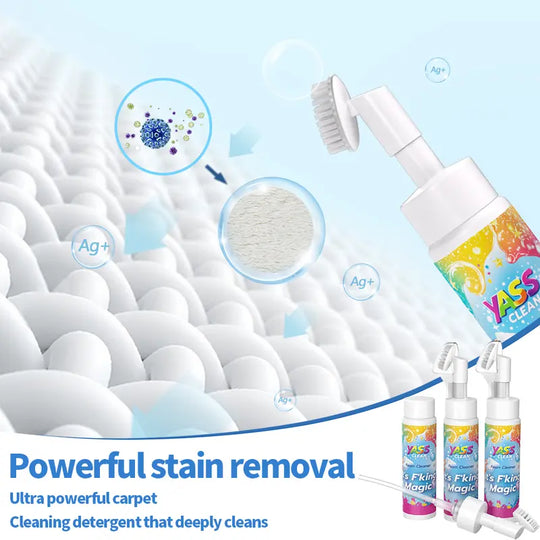 F'king Magic Fabric and Upholstery Foam Cleaner 3PACK 200ML Removes Stains With Carpet Cleaner Brush，Effectively Removes Stains And Odours Caused By Pets From Carpets And Upholstery