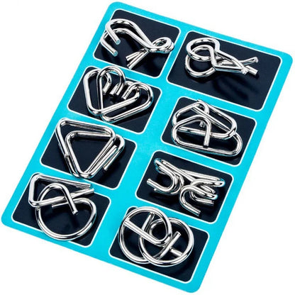🔥Last day 50% Off 🔥Metal Puzzle Ring Eight-Piece Blue Version Brain Teasers，Developing the human brain