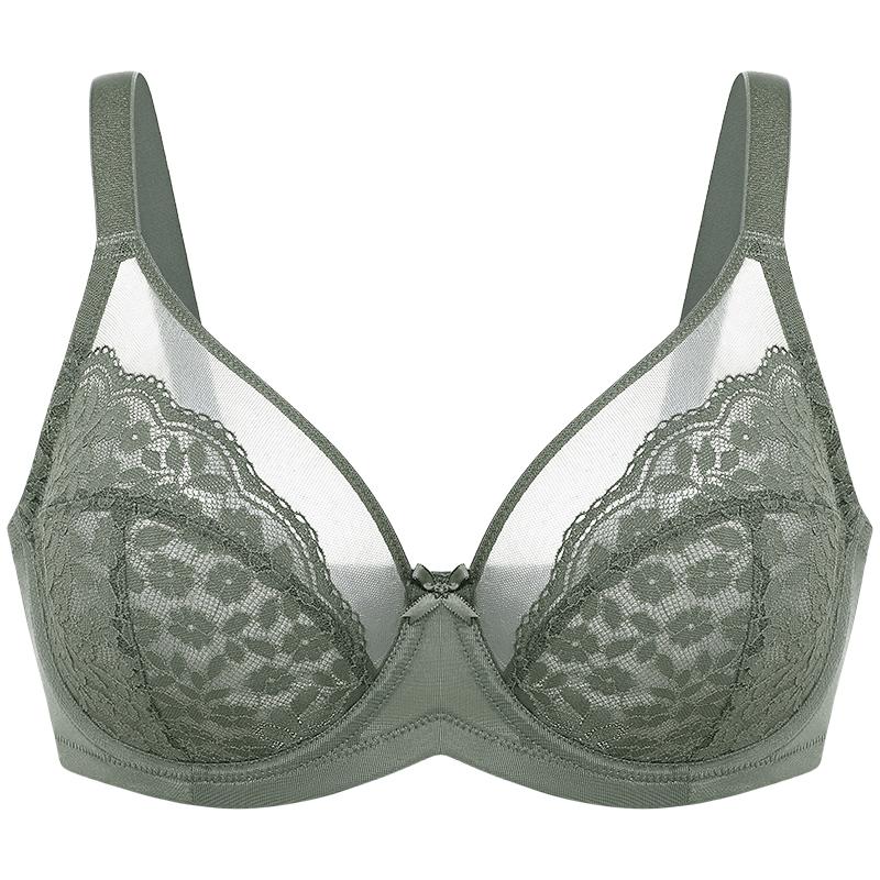 💕Lacsper Daisy minimizer Bra Floral Lace Unlined Comfort Non-Padded Full Coverage Plus Size Underwire with Supportive Under Band Comfortable Fit
