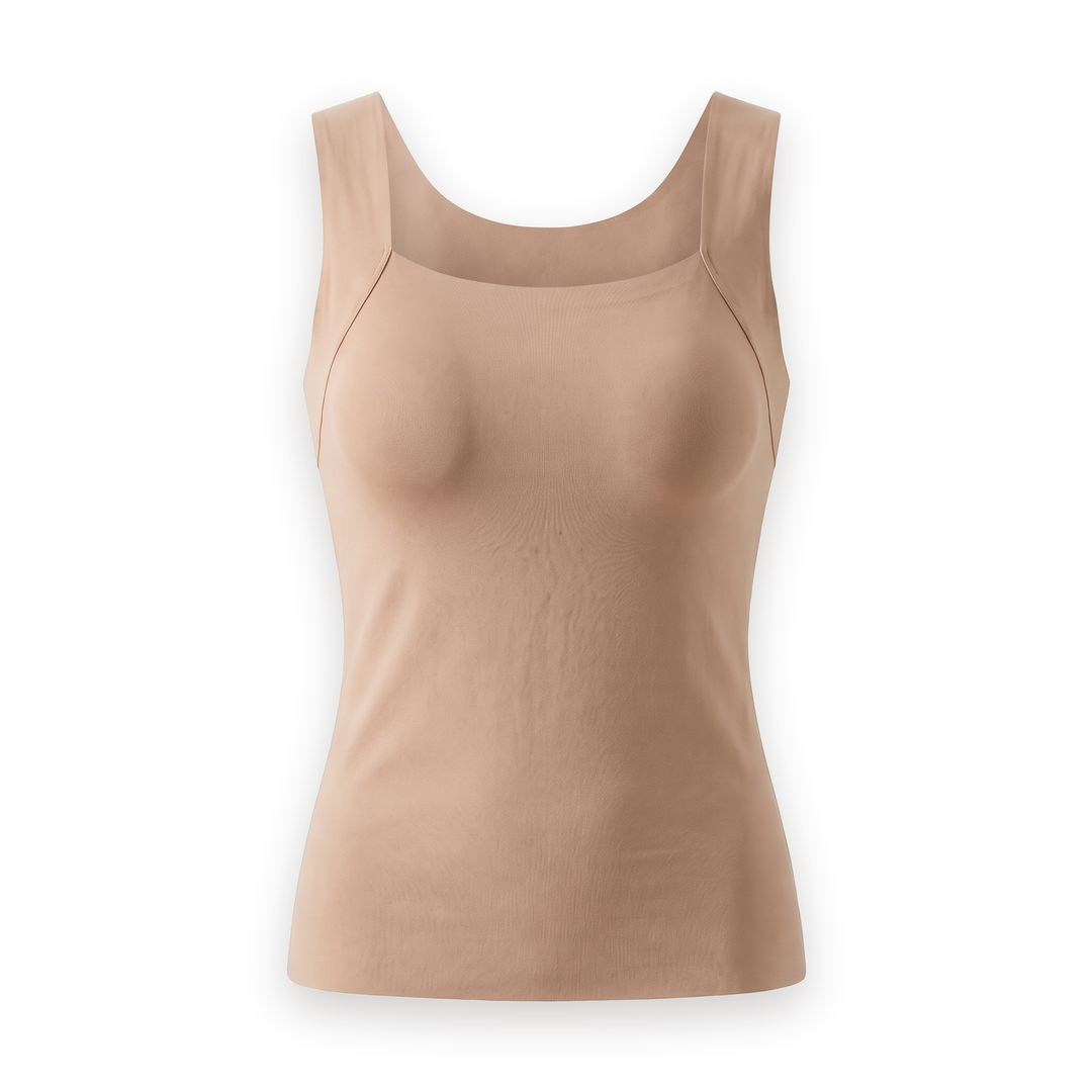 The Built-In Bra Tank in nude, front view
