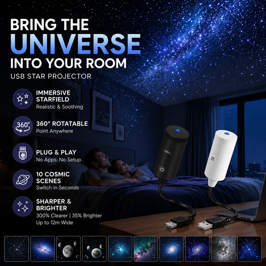 🌌🌙 USB Galaxy Moon Projector Night Light – Rotating Starry Sky, Soothing Sleep Ambience – Pay on Delivery ✨✅
