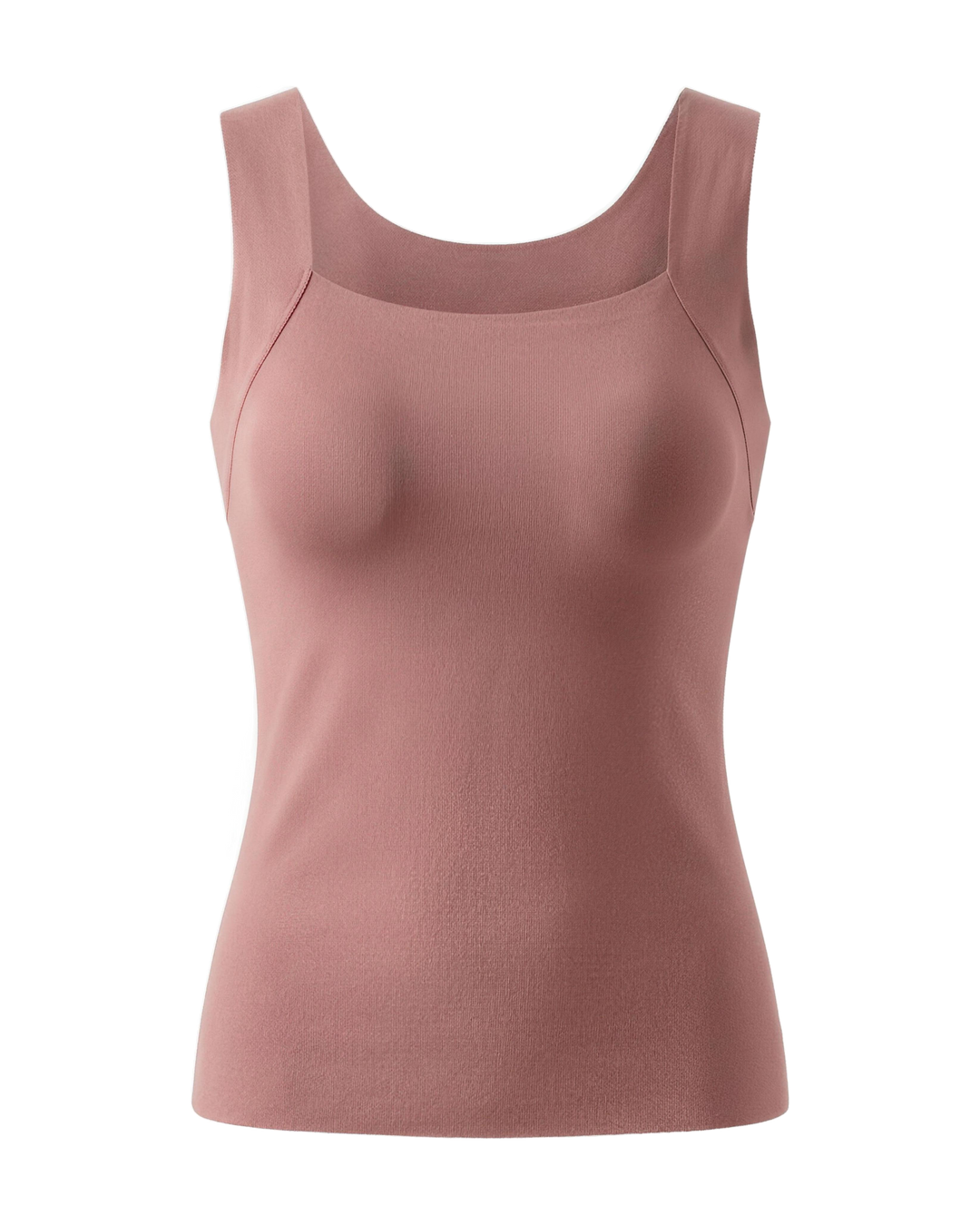 The Built-In Bra Tank in dusty rose, front view