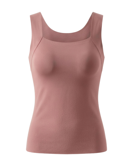 The Built-In Bra Tank in dusty rose, front view