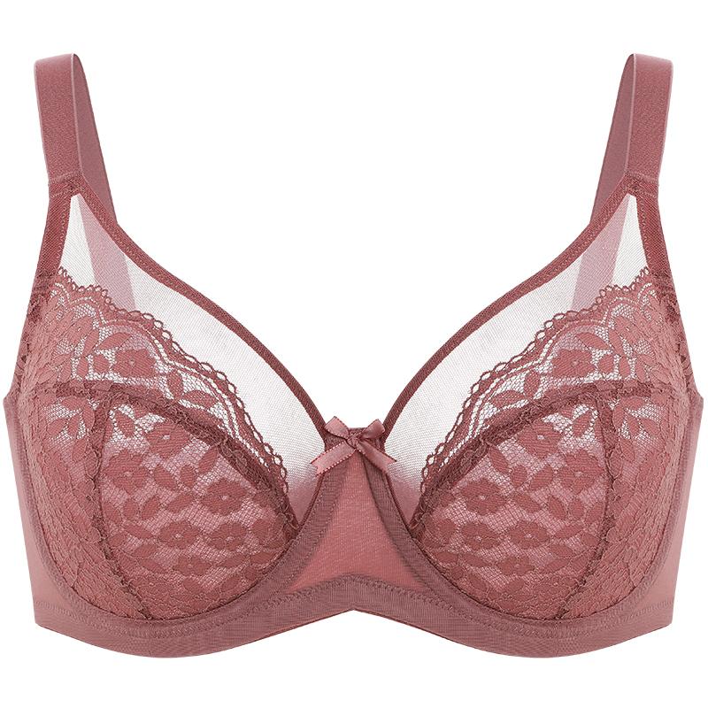 💕Lacsper Daisy minimizer Bra Floral Lace Unlined Comfort Non-Padded Full Coverage Plus Size Underwire with Supportive Under Band Comfortable Fit