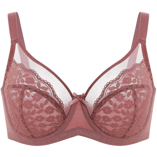 💕Lacsper Daisy minimizer Bra Floral Lace Unlined Comfort Non-Padded Full Coverage Plus Size Underwire with Supportive Under Band Comfortable Fit