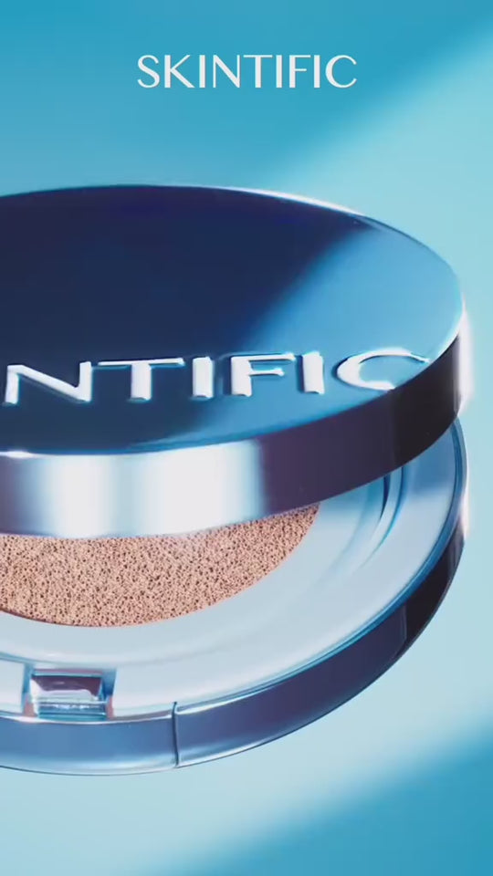 [New Shade Launch] SKINTIFIC Velvet Matte Cushion Foundation Blue Ultra Cover Powder Foundation, 12h Oil-Control, Lightweight, Long-Lasting, Waterproof Korean Cushion Makeup