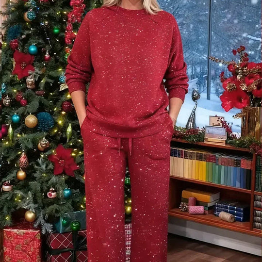 ⏰Last Day Sale - 60% OFF✨Women's Glitter Pullover Sweater & Pants 2-Piece Set