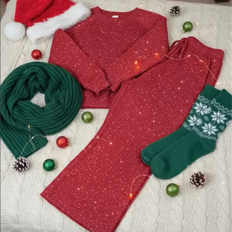 ⏰Last Day Sale - 60% OFF✨Women's Glitter Pullover Sweater & Pants 2-Piece Set