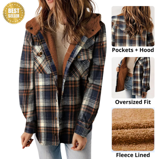 🔥This Week's Special Sales - 60% OFF 🧥 Women's Winter Trendy Plaid Hooded Jacket