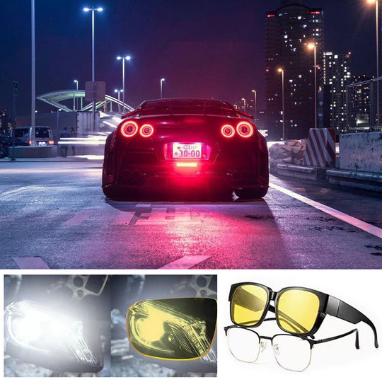 Night Vision Driving Glasses Fit Over Existing Eyewear