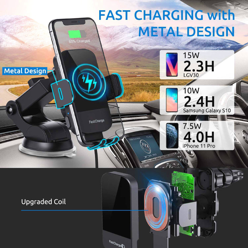 Auto-Clamping 15W Fast Charging Wireless Car Charger