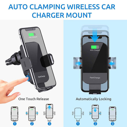 Auto-Clamping 15W Fast Charging Wireless Car Charger