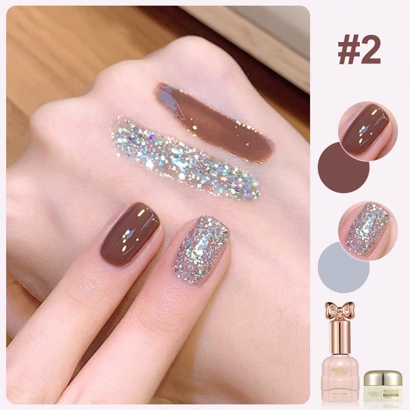 🎁Hot Sale 50% OFF⏳Fashion Glitter Dual-Color Nail Polish Combo Set