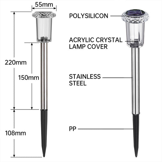 6 PCS luzes solares à prova d'água para paisagem para pátio externo