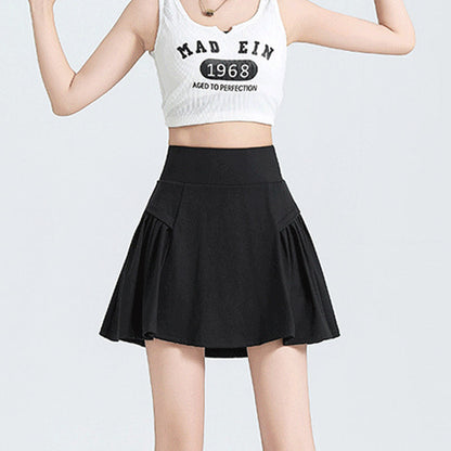 Fake Two-Piece High-Waist Sports Short Pleated Culottes