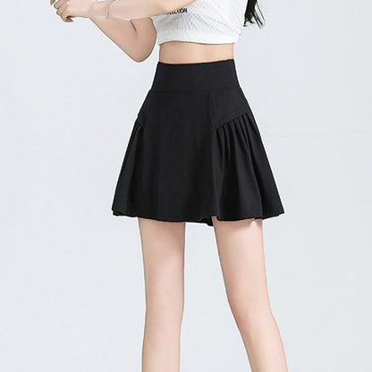 Fake Two-Piece High-Waist Sports Short Pleated Culottes