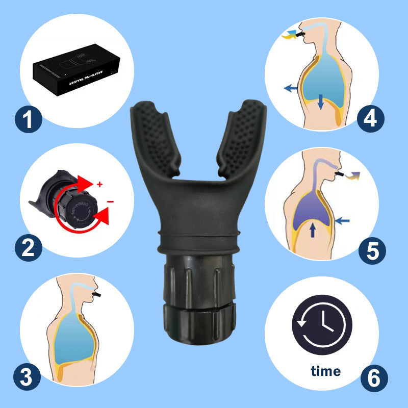 Prenosni nastavljivi vadbeni aparat za dihanje