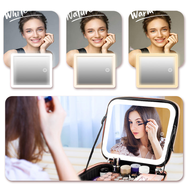 Portable Makeup Bag with LED Mirror