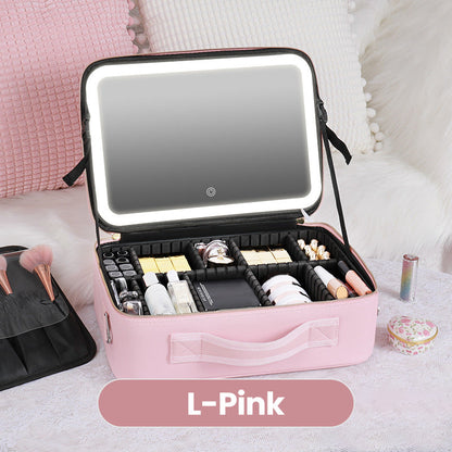 Portable Makeup Bag with LED Mirror