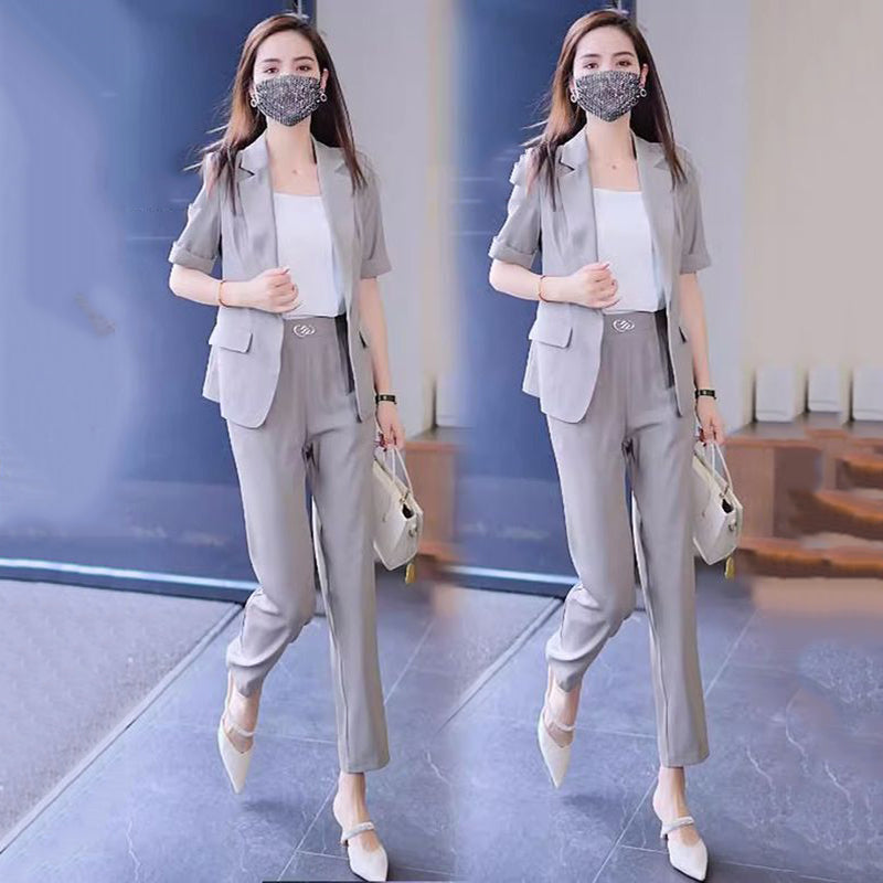 Women's Summer lightweight Suits Short Sleeve Blazer and Trousers