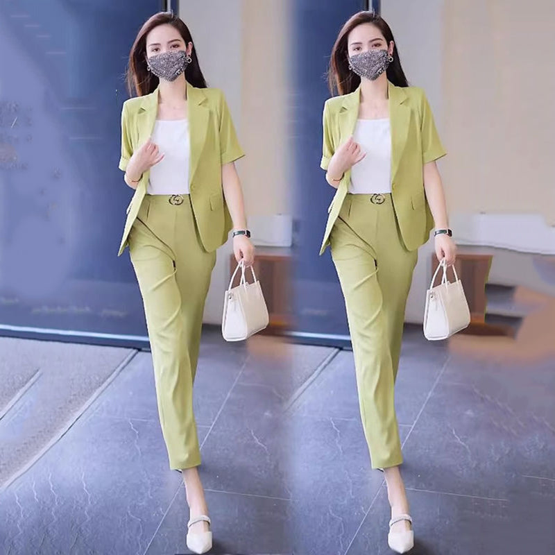 Women's Summer lightweight Suits Short Sleeve Blazer and Trousers