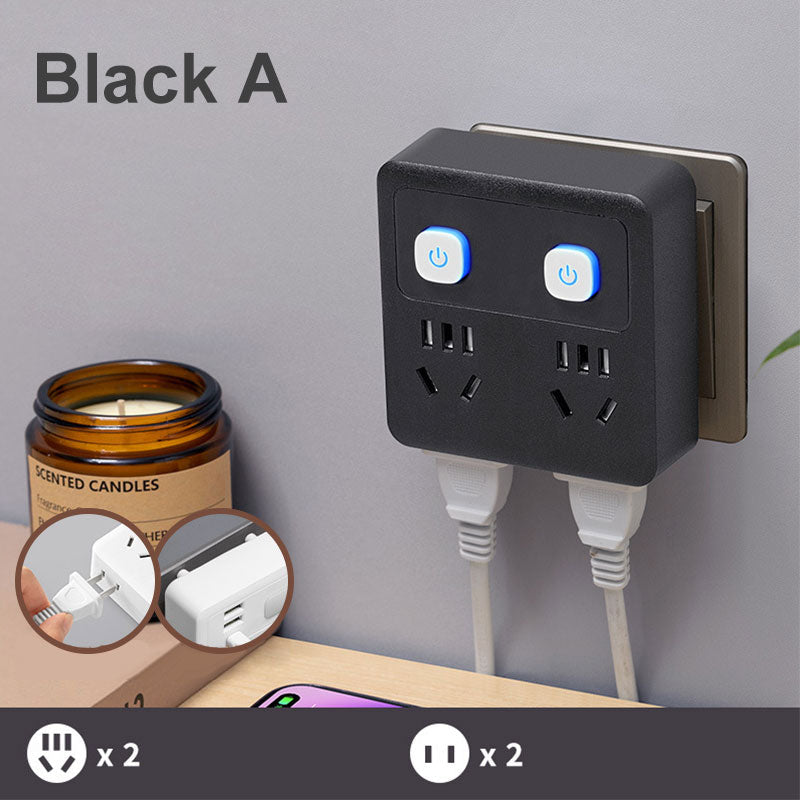Convertitore a 2 pacchetti di socket multifunzione con luce notturna
