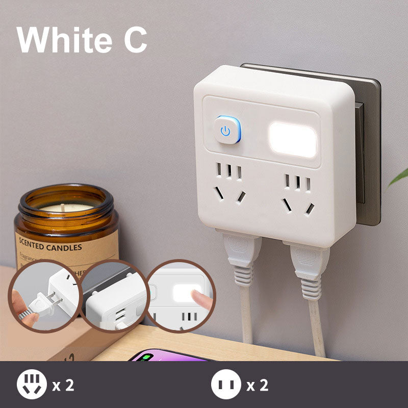 Convertitore a 2 pacchetti di socket multifunzione con luce notturna