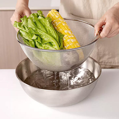 Stainless Steel Mixing Bowl with Strainer Basket