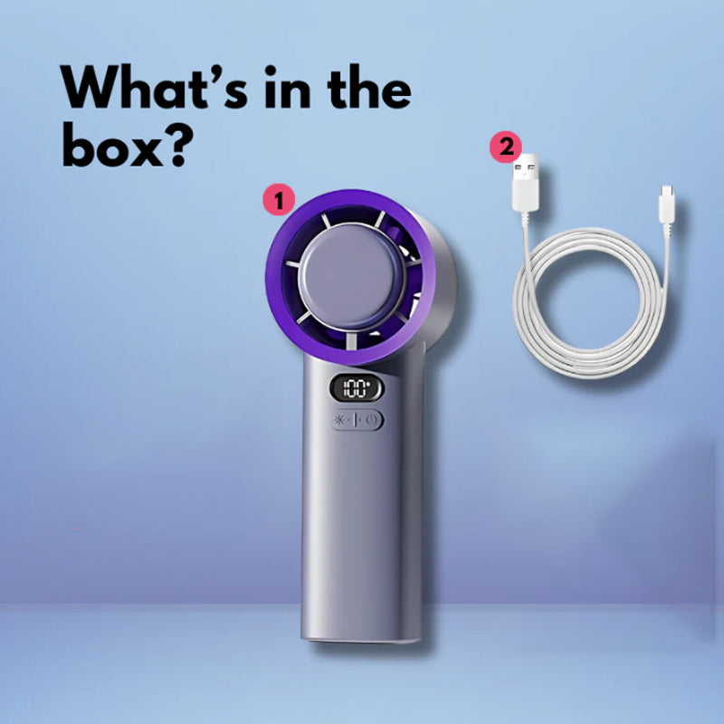 Prijenosni ručni ventilator, podesiva brzina (1-100), mini turbo ventilator, punjiva baterija od 5000 mAh s metalnim kućištem, digitalni zaslon, pokloni za žene i muškarce, putovanja/kampiranje/boravak na otvorenom - siva