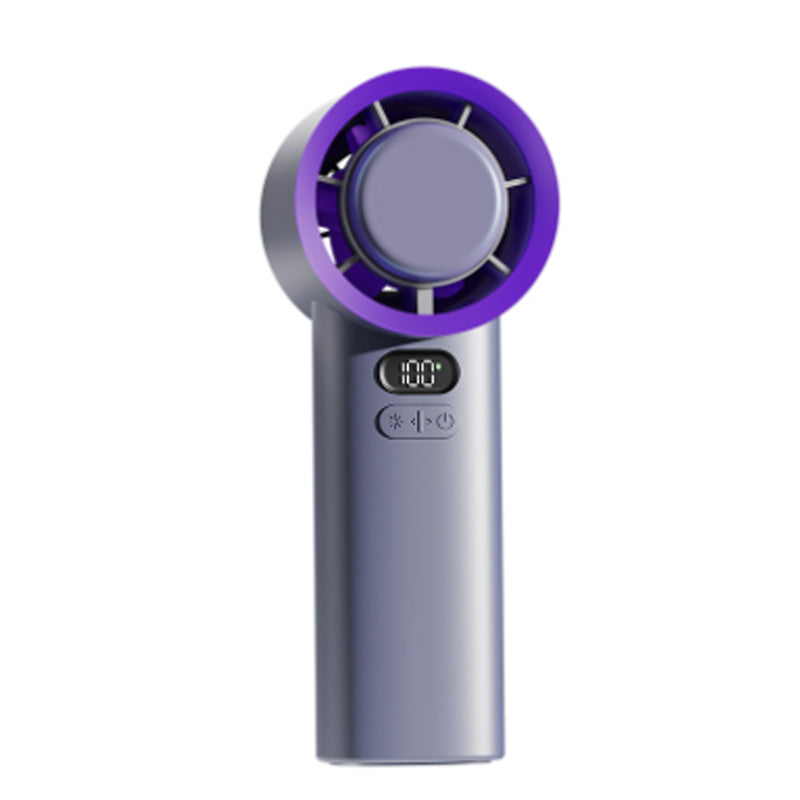 Prijenosni ručni ventilator, podesiva brzina (1-100), mini turbo ventilator, punjiva baterija od 5000 mAh s metalnim kućištem, digitalni zaslon, pokloni za žene i muškarce, putovanja/kampiranje/boravak na otvorenom - siva
