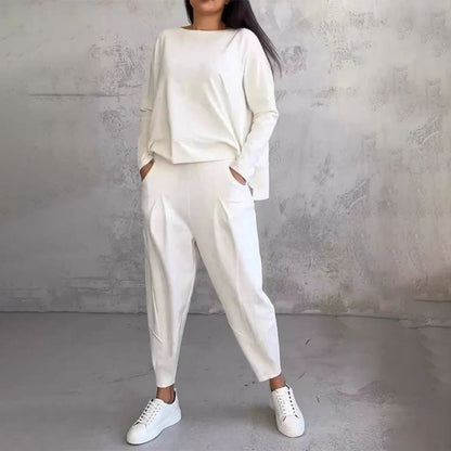 ❤️‍🔥Clearance Sale-50% OFF🤍Round-Neck Long-Sleeved Top ＆ Pants 2-Piece Set