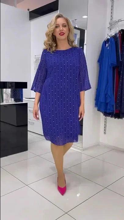 💕 Classy & Comfortable:Fashion round neck print dress for women