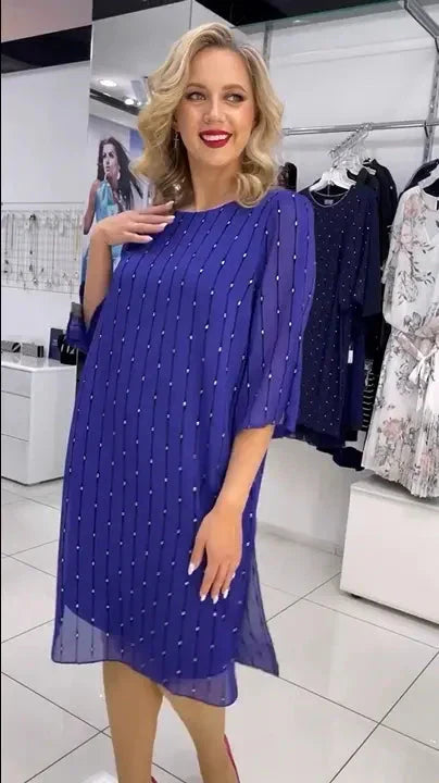 💕 Classy & Comfortable:Fashion round neck print dress for women