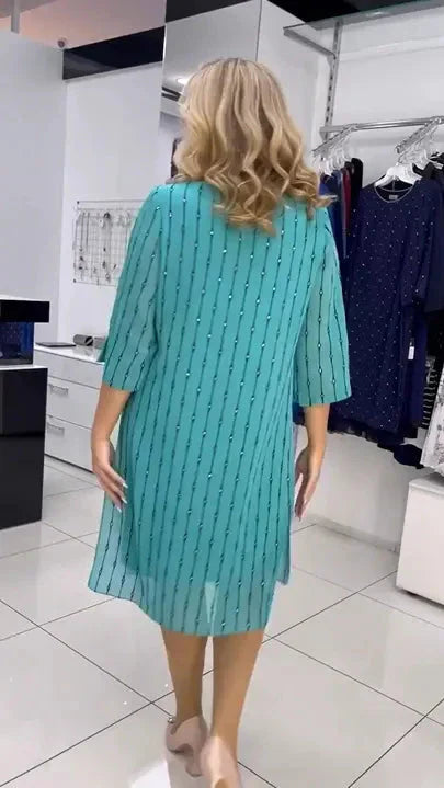 💕 Classy & Comfortable:Fashion round neck print dress for women