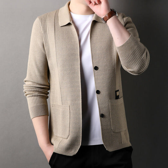 🔥Men's Lapel Knitted Long Sleeve Coat
