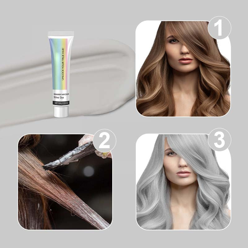 ✨Let you have beautiful hair color✨2-in-1 Natural Essence Extract Silver Hair Dye