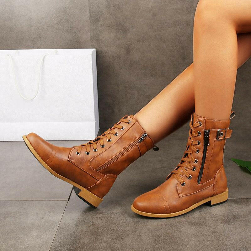 🍂Women's Round Toe Side Zipper Boots