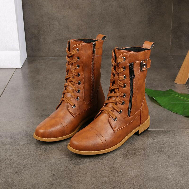 🍂Women's Round Toe Side Zipper Boots