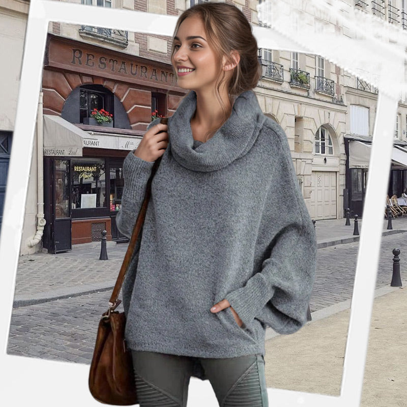 🥳💃🏼New Years Sale-50% OFF🌸💖Women's Batwing Cowl Neck Sweater with Pockets