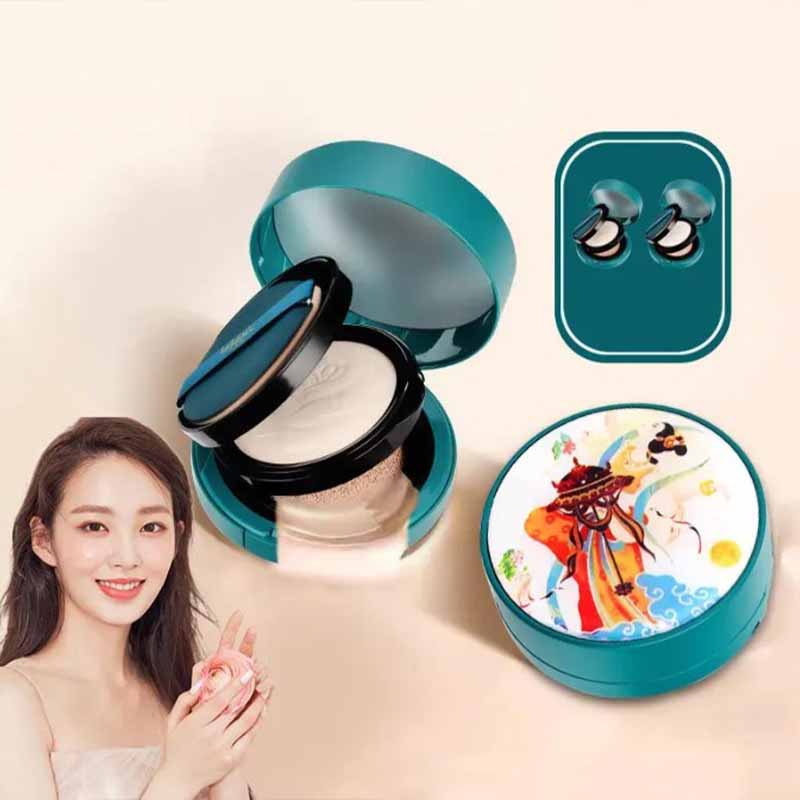 Base em pó de camada dupla 2 em 1 e base almofadada