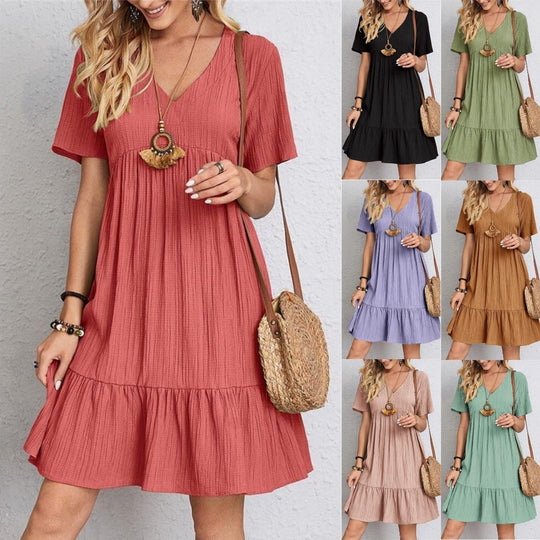 💝Hot Sale 49% Off🎁Retro V-neck Loose Casual DressRetro V-neck Loose Casual Dress